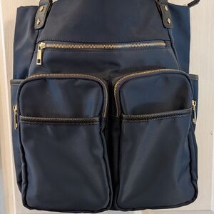 Navy Tote Bag W/Multi Pockets